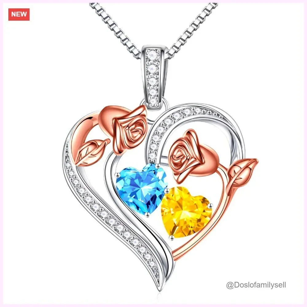 Sterling Silver Rose Heart Pendant Necklace Elegant Minimal Chic Anniversary